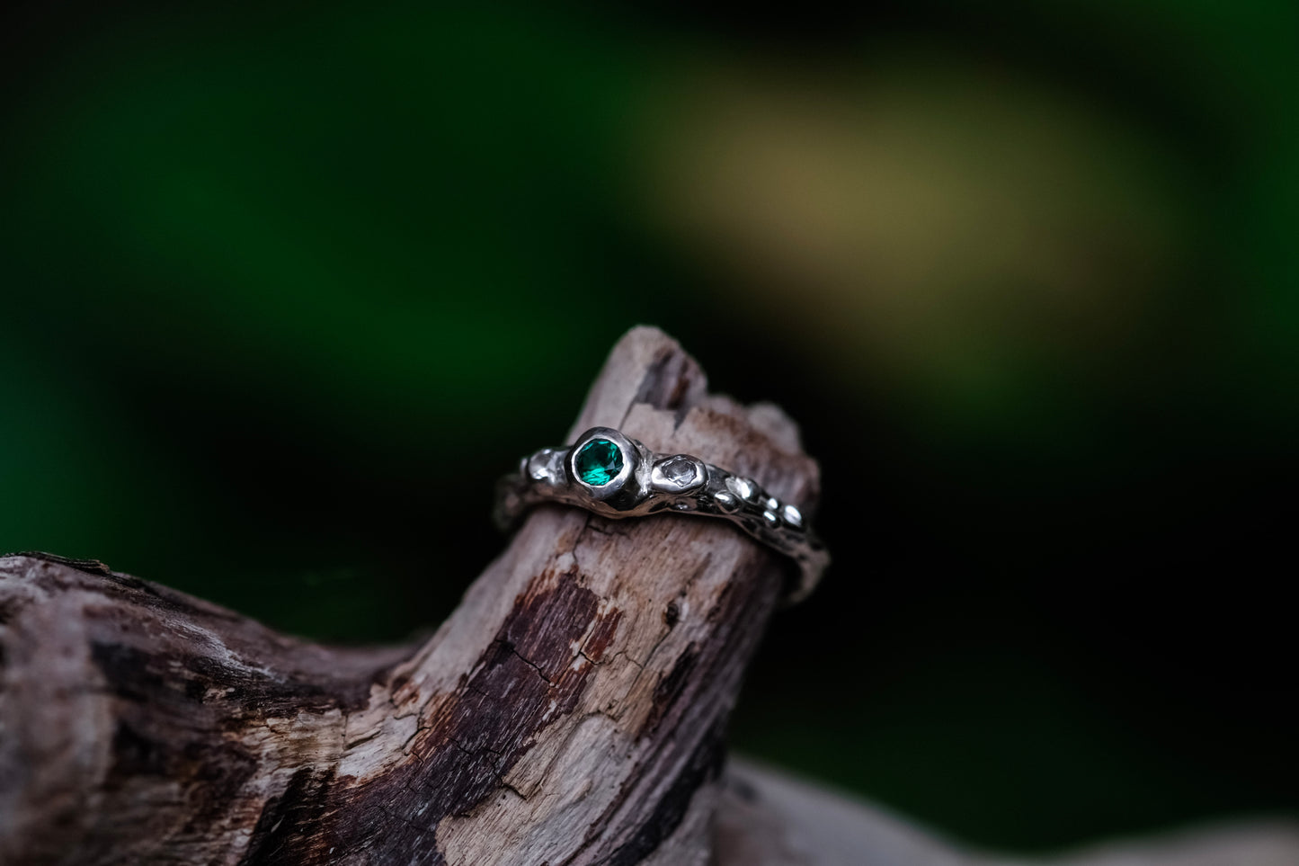 Treasure Ring - Lab-grown Emerald & White Lab Sapphires