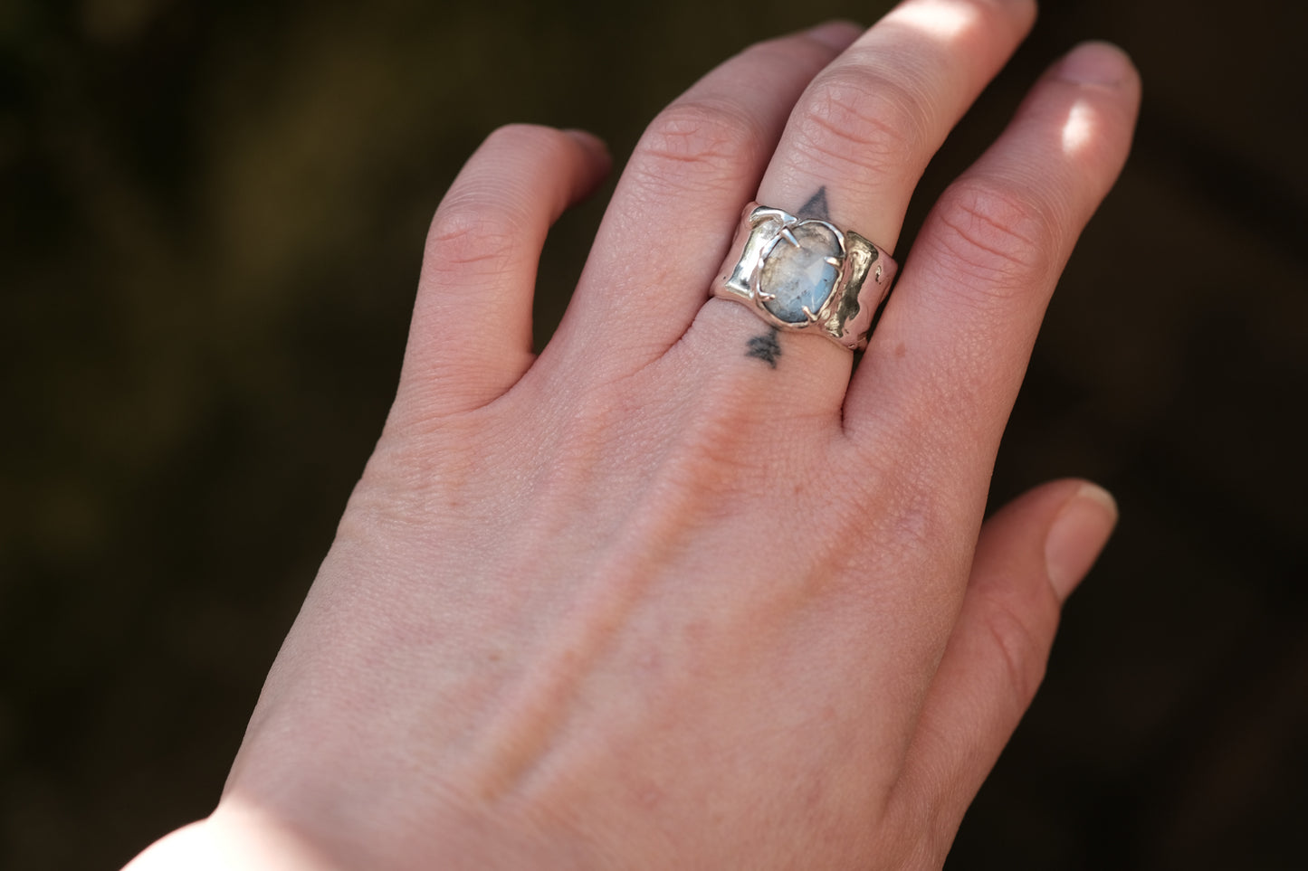 Mossy Aquamarine Big Ring