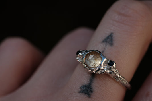 Imperial Topaz Ring w Black Spinel Accents