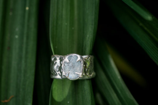 Mossy Aquamarine Big Ring - Leslie
